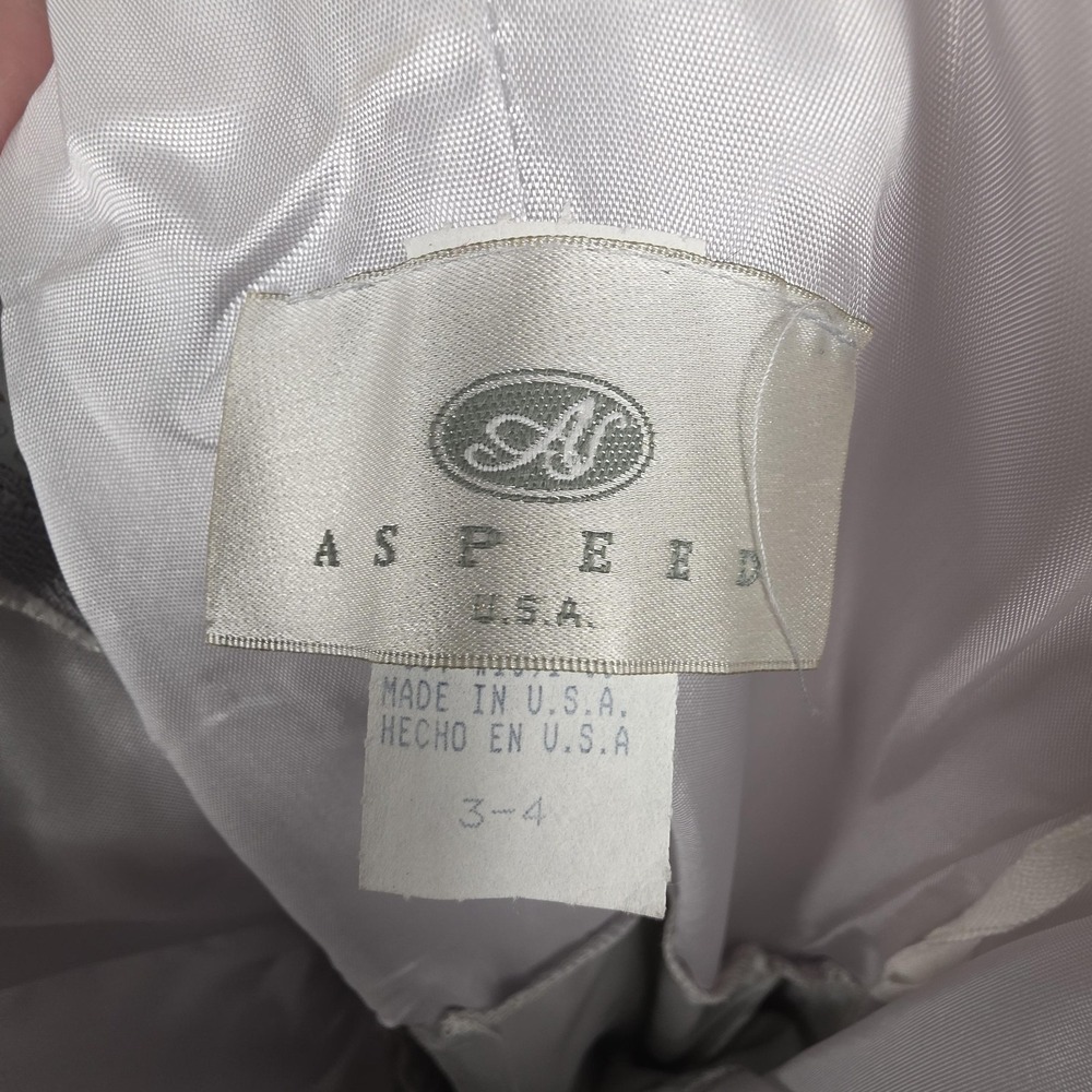 Aspeed USA Dress Womens 4 Silver Floral Embroidered Ball Gown Formal Shawl Prom - Picture 5 of 16